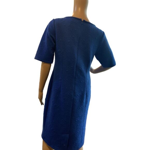 Monroe & Main Blue 3/4 Sleeve Boat Neck Textured Dress Size Small - Picture 7 of 13